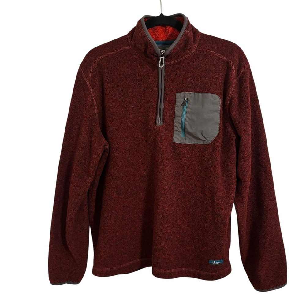 G.H.Bass Explorer Pullover 1/4 Zip Fleece Wine Heather Mens M Medium Gorpcore